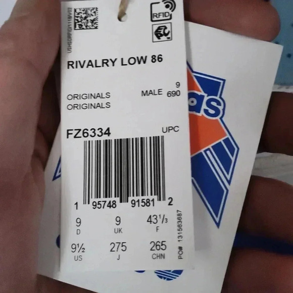 NWT ADIDAS ORIGINALS RIVALRY LOW 86 U.S. MENS SIZE 9.5 CAROLINA BLUE COLORWAY - Picture 6 of 6